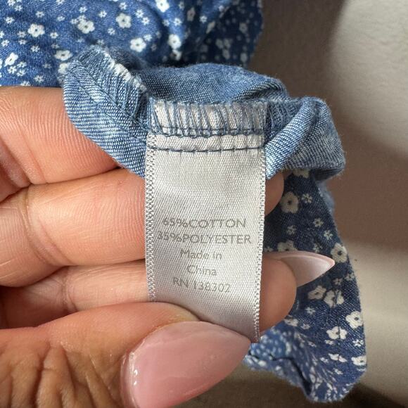 Avenue Blue Floral Button Front Tunic Top Women’s 18/20 Plus Roll Tab Sleeve - Picture 6 of 9